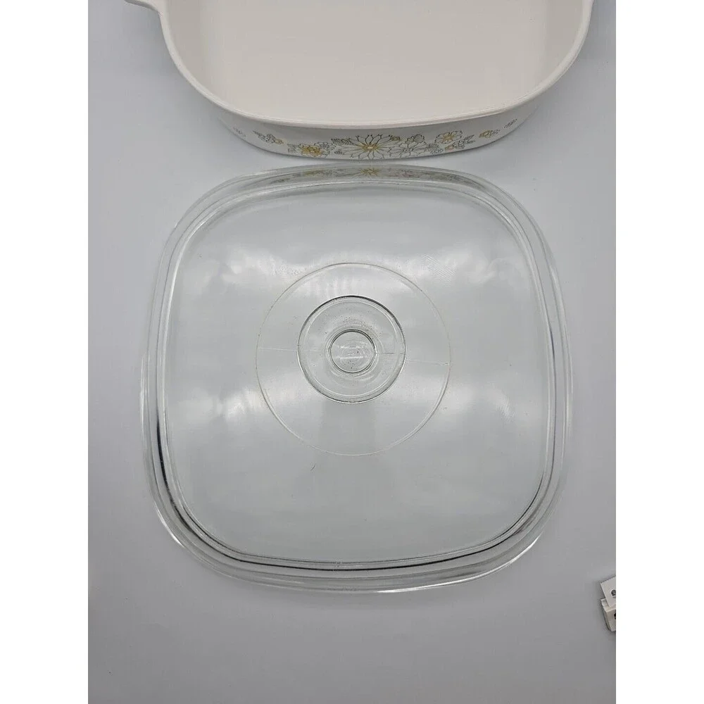 Vintage Corning Ware A-10-B Floral Bouquet Deep Square Casserole Dish with Lid